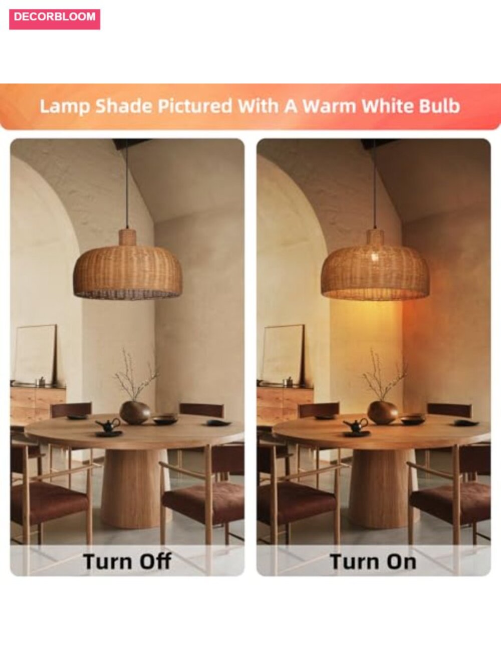 Hand-Woven Rattan Pendant Light Farmhouse Chandelier for Living Room Bedroom - Picture 5 of 5